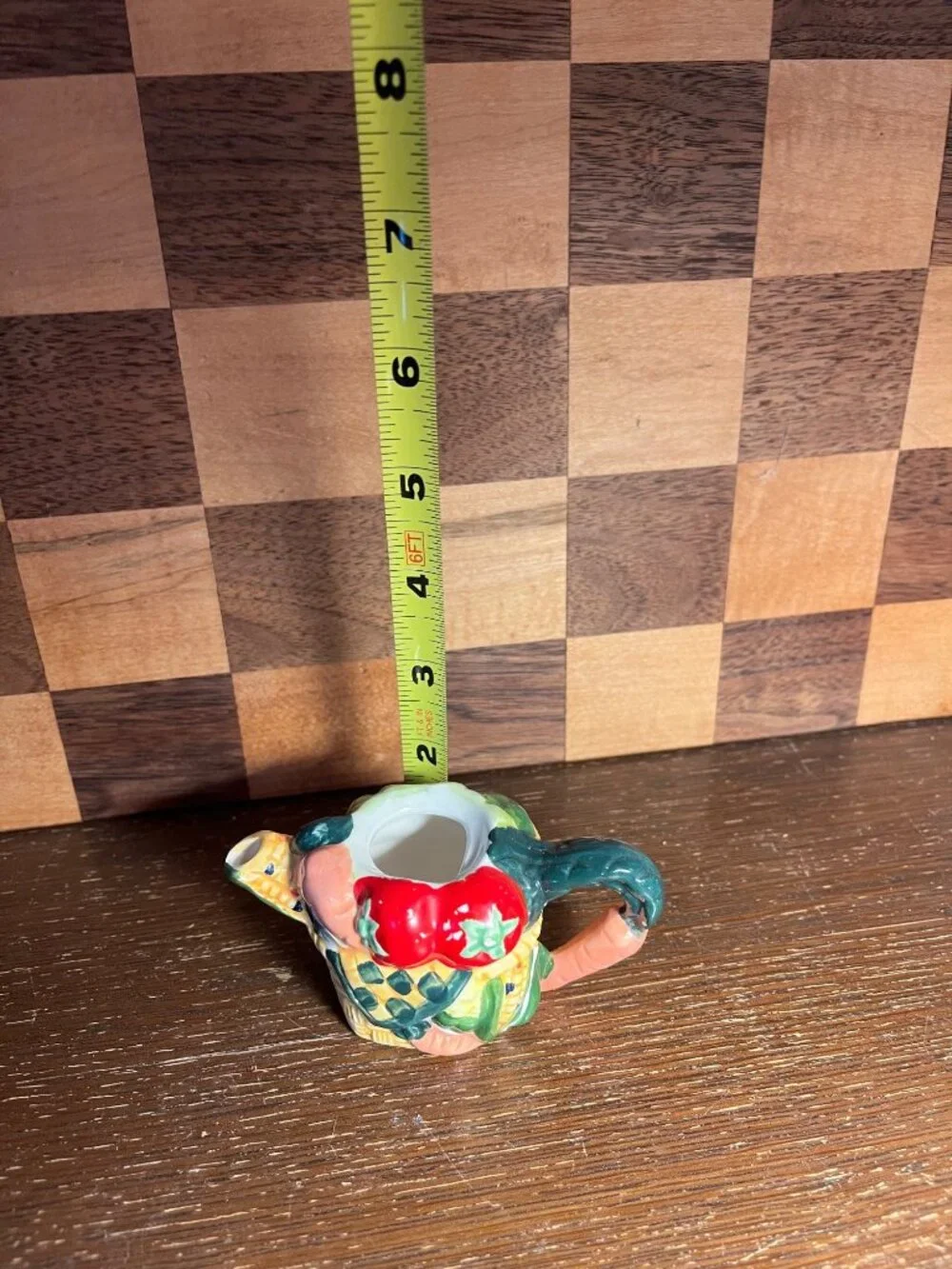 Mini Child Toy Size Teapot Colorful Vegetables A998, no lid, some chips